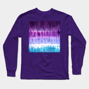 Purple and Blue Ombre Tie-Dye Stripes Long Sleeve T-Shirt